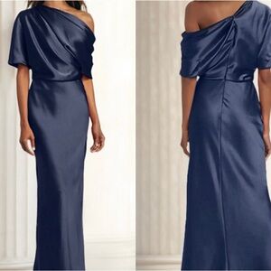 Amsale X BHLDH Satin Pryce One-Shoulder Gown NWT